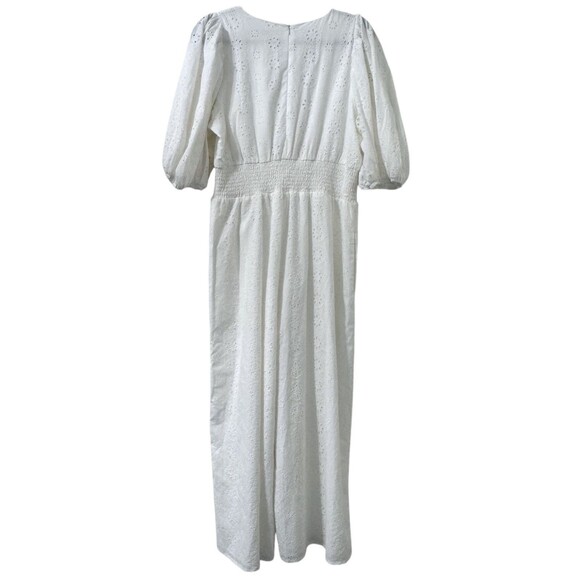 Anthropologie Hutch Smocked Waist Eyelet Jumpsuit XL Cottagecore‎ Feminine NWT - Picture 4 of 10